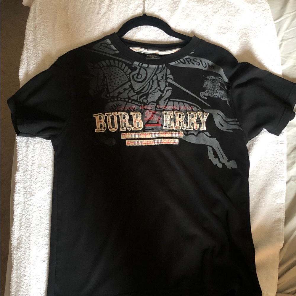 Burberry Black Short Sleeve Logo Graphic Tee